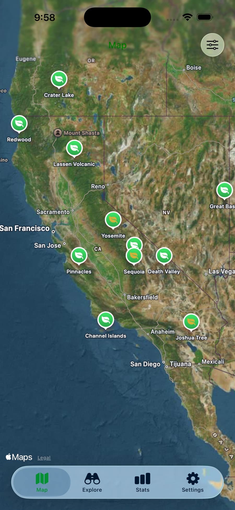 Park'd map of every national park